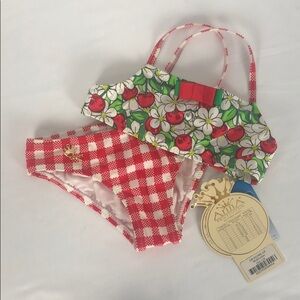 ArinA Festivita 2pc red/white size 6 swimsuit NWT
